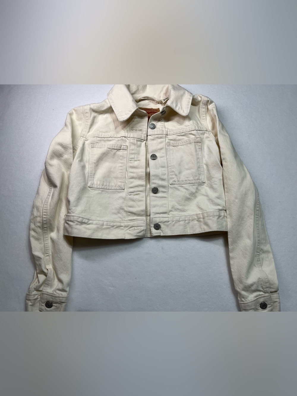 Levi's Off-White Cropped Denim Trucker Jacket